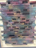Geometric/ Abstract Constructed Design Painted in Metallic Colors in Shadow Box Frame; Signed