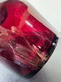 Wine Red Large Recycled Spanish Glass Vase with Raffia Accent