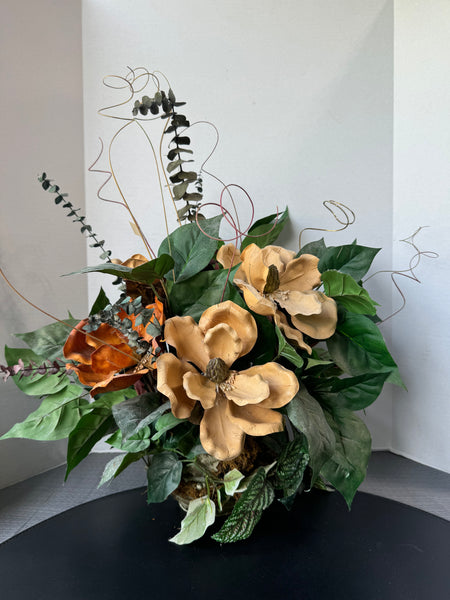 Faux Magnolia Floral Arrangement