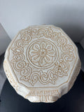 Off White Glazed Carved Lattice Pottery Garden Stool
