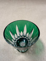 (A) Green Faberge Cut Glass Vodka Shot Glass — Signed Faberge