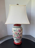 Asian Inspired Floral Ceramic Urn Lamp (WORKS)