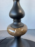 Black Metal & Marble 3-Way Candlestick Table Lamp (WORKS)