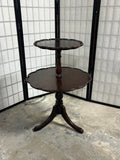 Two Tier Pie Crust Accent Table with Tripods Base
