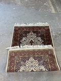 Hand Woven Rug (cream/rust/brown) 5'6" fringe to fringe x 3'