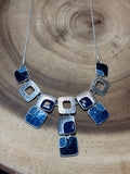 Blue/Silver Square Linked Necklace