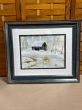 Watercolor of Snowy Cabin; Signed Johnson 74’