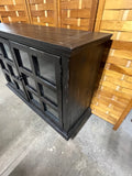 Distressed Black Console Cabinet with Glass Doors