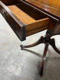 Vintage Accent Table with Leather Inlay, on Casters
