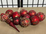 10 pc Red Ornaments,  Lot (A)