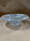 Clear Glass Hobnail Bowl With Rolled Edge