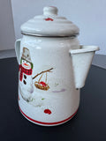 Hallmark Mitford Snowman Enamelware Coffee Pot