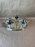 Condiment Jars On Silver Plate Caddy