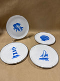 Nautical Melamine Style Salad Plates - Set Of 4