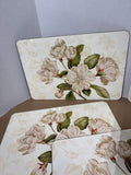 Williamsburg Garden Camellia Cork Back Placemats With Case - Set Of 4 (B)