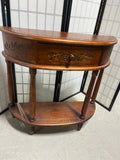 ***AS IS***International Caravan Inc. Carved Wood Half Moon Table with Drawer***READ DESCRIPTION***