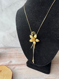 Gold Tone Vintage Flower Slider Necklace