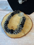 Black Beaded Magnetic Necklace & Bracelet Set