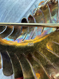 14K Gold Texture Detailed Vintage Feather Brooch in Box