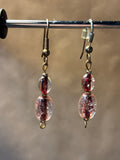 Clear/Red Beaded Earrings