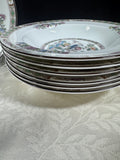 8-Piece Wedgwood England Kutani Crane Rimmed Soup Bowls (D)