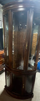 Lighted Corner Curio with Curved Glass and Mirrored Back ***HEAVY ITEM***