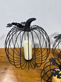 Black Wrought Iron Pumpkins With Battery Operated Candles - Set Of 3