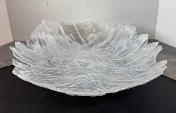 White Swirl Murano Glass Centerpiece Bowl