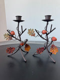 Pair of Metal Autumn Acorn Candlesticks