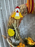 Floral Chicken Straw Wreath