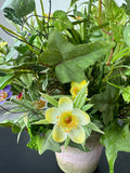 Faux Florals & Greenery in Plaster Pot