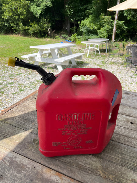 Plastic Gas Container, 5 gallon, little bit of gas in it