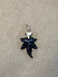 Bernard Passman Black Coral Maple Leaf Pendant with 14K Gold (NO Certificate of Authenticity)