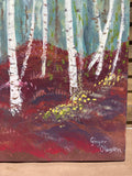 Birch Trees Original Painting on Canvas by Ginger Olansen; Signed
