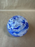 Blue And White Art Glass Paper Weight - Signed