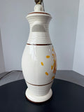 Hand Painted Folk Style Glazed Pottery Lamp (WORKS)