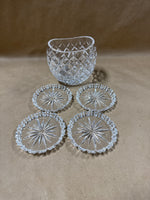 Set Of 4 Lenox Clear Glass Coasters With Glass Case