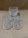 Set Of 4 Lenox Clear Glass Coasters With Glass Case
