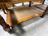 Glass Top Coffee Table with Rattan Shelf