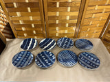 Assorted Blue Plastic Plates, 8 pc