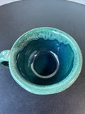 Large Green & Blue Drip Glazed Pottery Coffee or Soup Mug