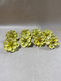 8 Yellow Enamel Pansy Napkin Rings (DD)