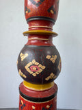 Bohemian Hand Painted XL Vintage Wooden Candle Holder (B)