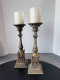 Pair of Ornate Candleholders with Flameless Candles (WORKS)