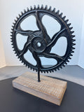 Rustic Decorative Heavyweight Cyan Gear Sculpture