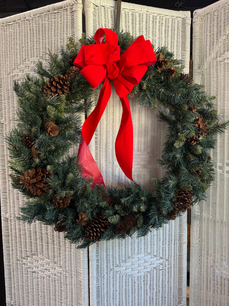 XL Faux Fir & Pinecone Wreath