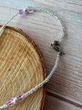 Pink & Clear Iridescent Beaded Necklace