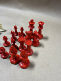 (A) Red And White Drueke Chess Pieces With Case — 32 Pieces