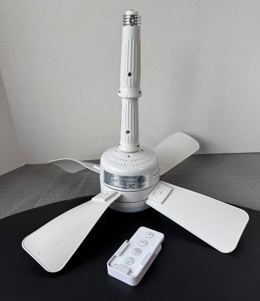 Bell + Howell Socket Breeze White Fan Light with Extender & Remote (WORKS) (2 AVAILABLE—PRICED INDIVIDUALLY AT $25 EACH)
