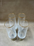 Set Of 4 Christian Siriano Style Gold Rim With Rhinestone Strip Champagne Flutes